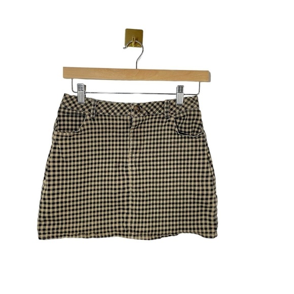 Kendall & Kylie Women’s Gingham Checkered Mini Skirt in Brown/Black Size M - Picture 10 of 13